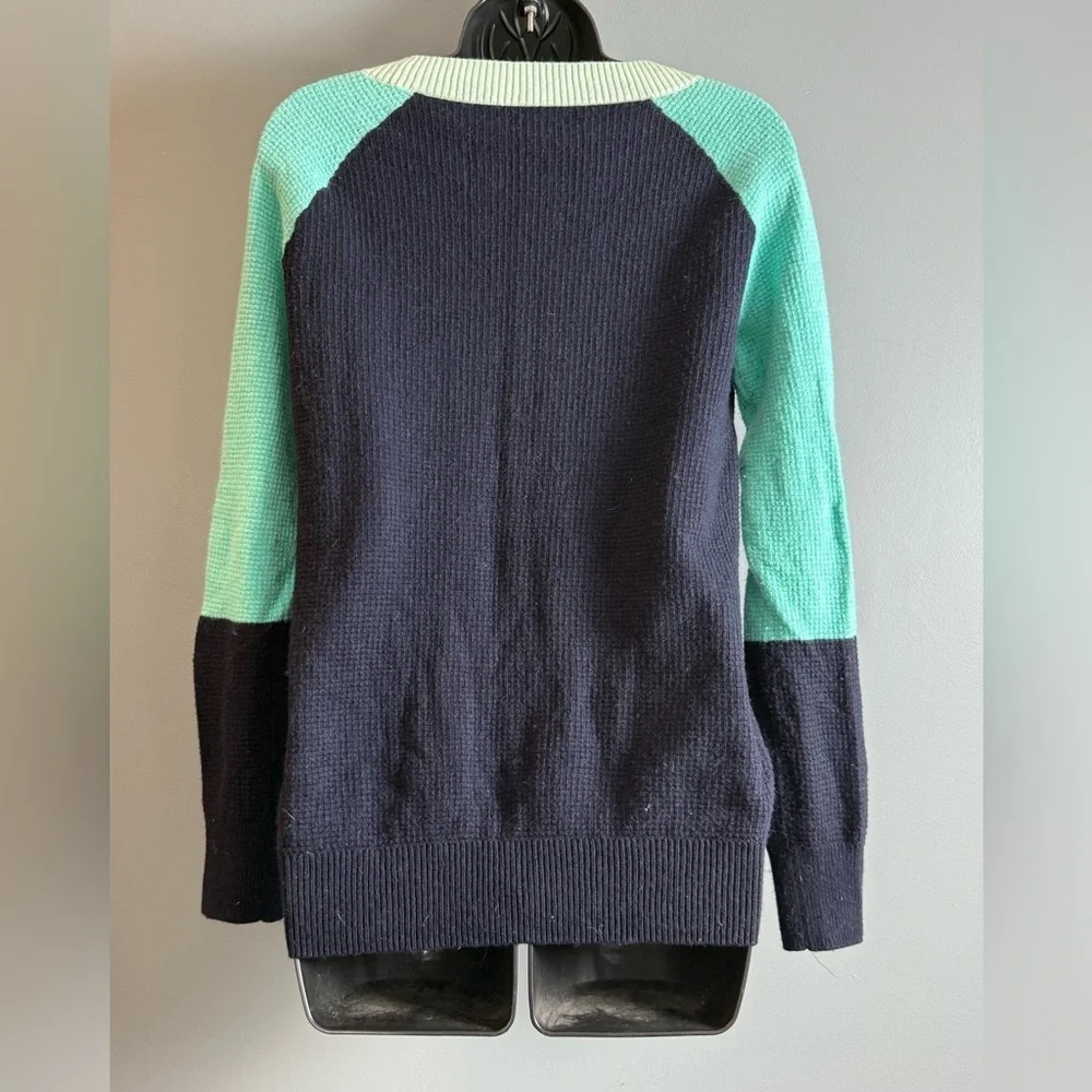 J. Crew Wool Blend Colorblock Waffle Knit Sweater Womens Sz M 18